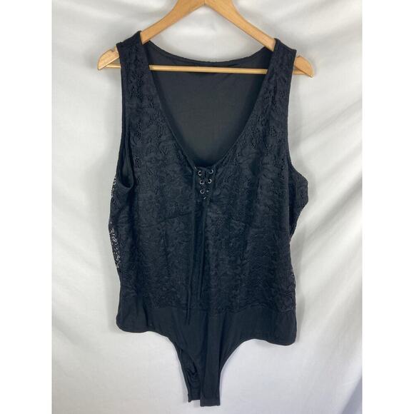 Torrid Womans Black Lace Corset Seamed Lace-Up Bodysuit Size 3X - Picture 6 of 8